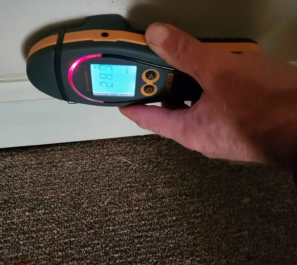 Moisture detection at baseboard during Storm Damage Restoration in Yonkers
